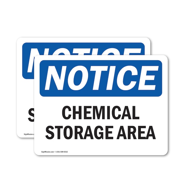Signmission Chemical Storage Area OSHA Notice Sign, Vinyl Decal, 24in W x 18in L, 2PK OS-2PACK-NS-D-1824-L-10569 - main